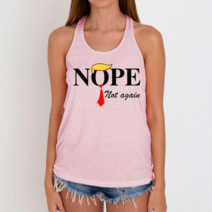 Nope Not Again Funny Trump Apparel Nope Not Again Trump Women's Knotted Racerback Tank