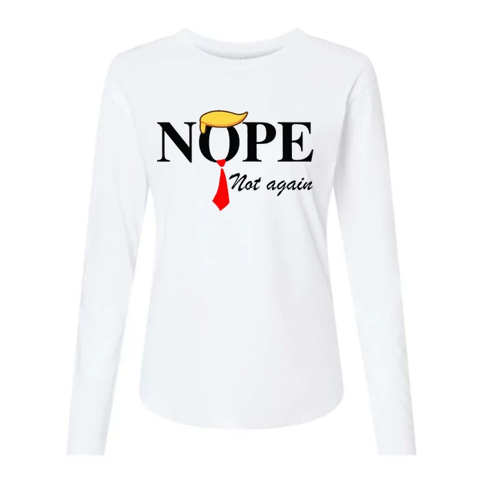 Nope Not Again Funny Trump Apparel Nope Not Again Trump Womens Cotton Relaxed Long Sleeve T-Shirt