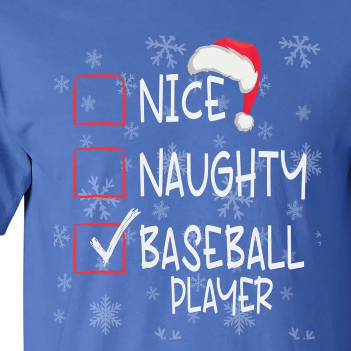 Nice Naughty Baseball Player List Christmas Santa Claus Cute Gift Tall T-Shirt