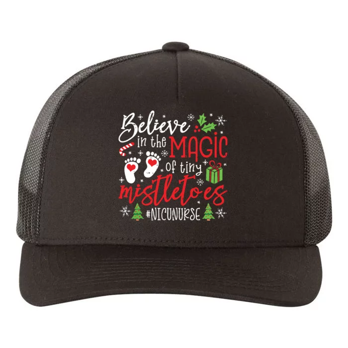 Nicu Nurse Believin Magic Of Tiny Mistletoe Christmas Yupoong Adult 5-Panel Trucker Hat