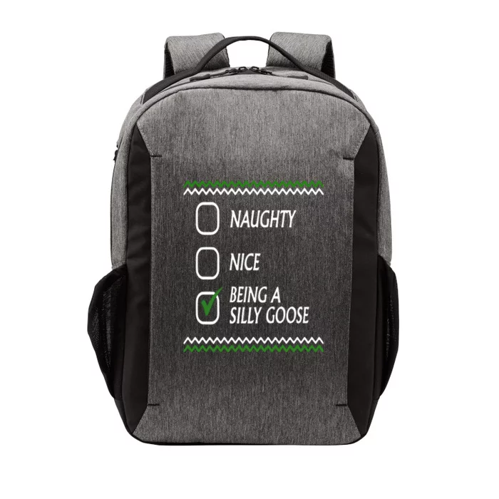 Naughty Nice Being A Silly Goose Christmas Vector Backpack