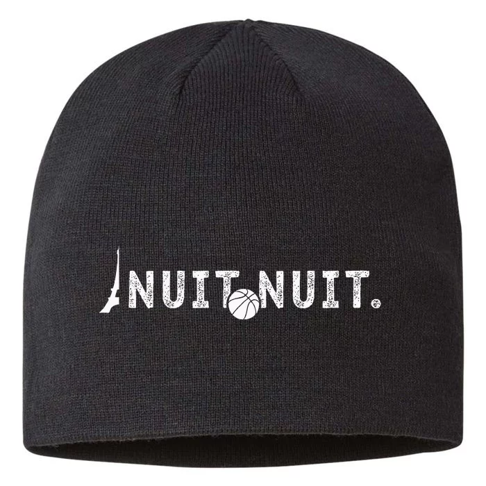 Nuit Nuit Basketball Night French Words Paris Tower 8 1/2in Sustainable Knit Beanie