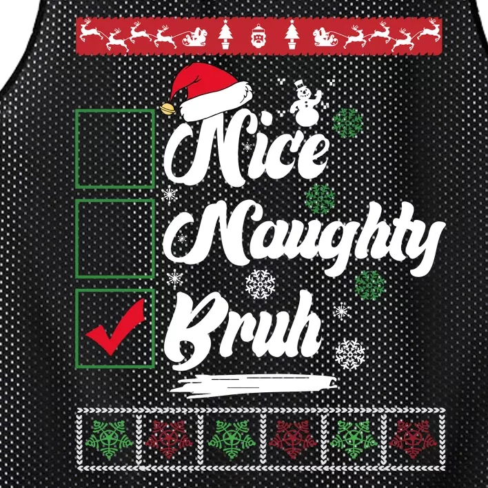 Nice Naughty Bruh Funny Christmas Santa Mesh Reversible Basketball Jersey Tank