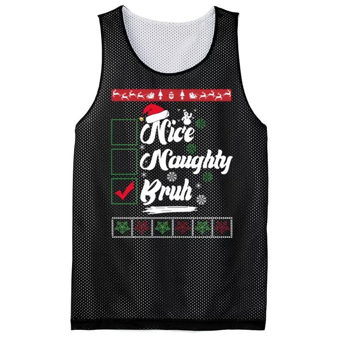 Nice Naughty Bruh Funny Christmas Santa Mesh Reversible Basketball Jersey Tank