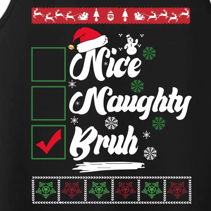 Nice Naughty Bruh Funny Christmas Santa Performance Tank