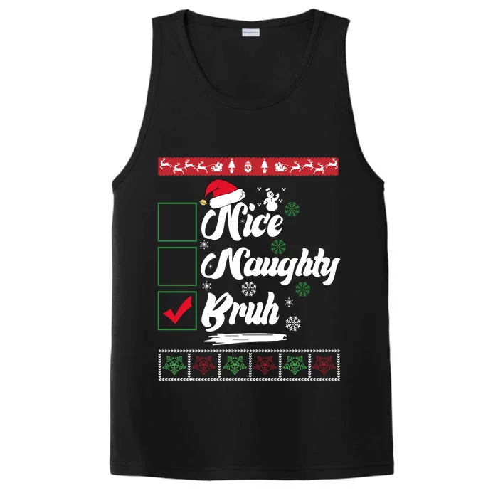 Nice Naughty Bruh Funny Christmas Santa Performance Tank