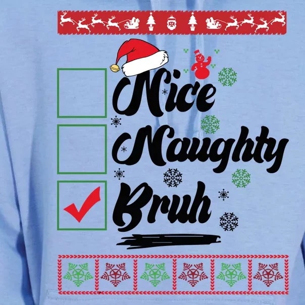 Nice Naughty Bruh Funny Christmas Santa Unisex Surf Hoodie