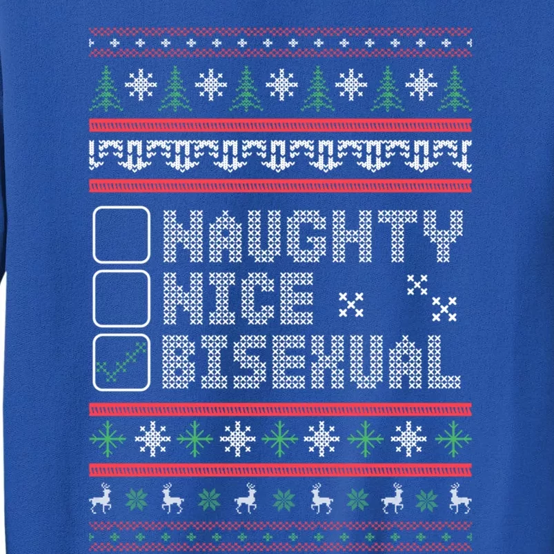 Naught Nice Bisexual Pride Funny Ugly Christmas Theme Party Gift Sweatshirt