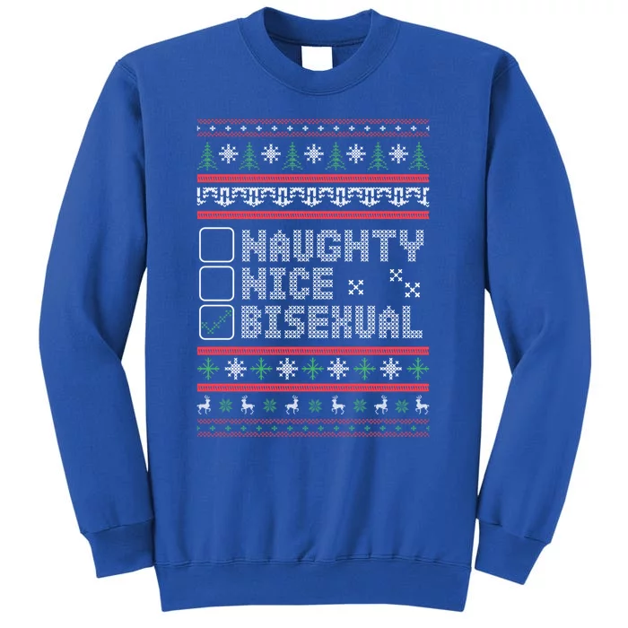 Naught Nice Bisexual Pride Funny Ugly Christmas Theme Party Gift Sweatshirt