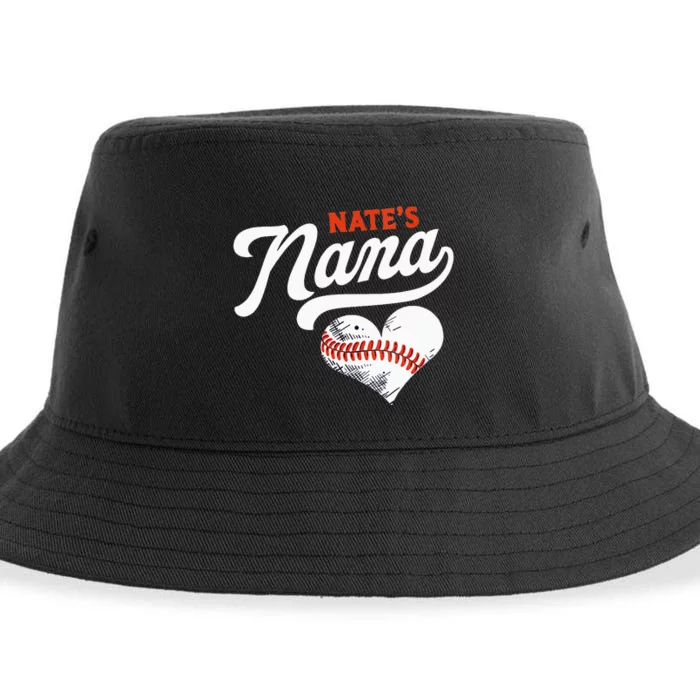 Nate's Nana Baseball Nana Cute Baseball Heart Sustainable Bucket Hat