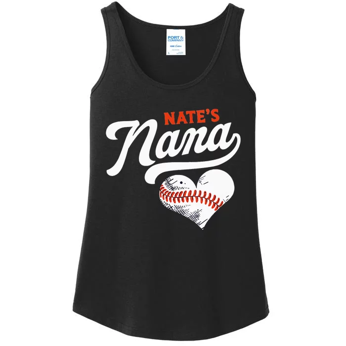 Nate's Nana Baseball Nana Cute Baseball Heart Ladies Essential Tank