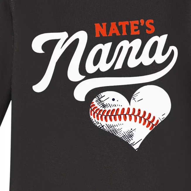 Nate's Nana Baseball Nana Cute Baseball Heart Baby Long Sleeve Bodysuit