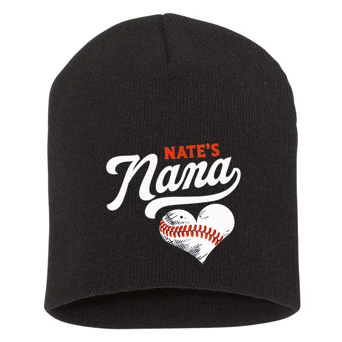 Nate's Nana Baseball Nana Cute Baseball Heart Short Acrylic Beanie