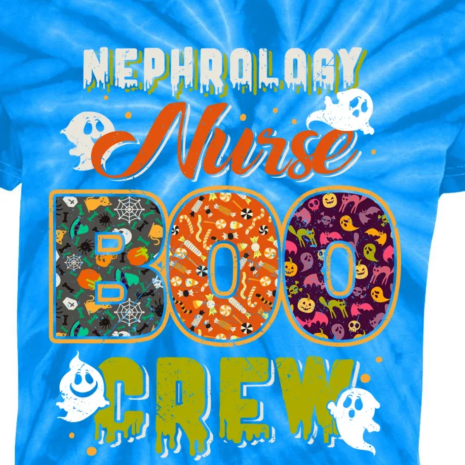 Nephrology Nurse Boo Crew Rn Squad Halloween Matching Gift Kids Tie-Dye T-Shirt