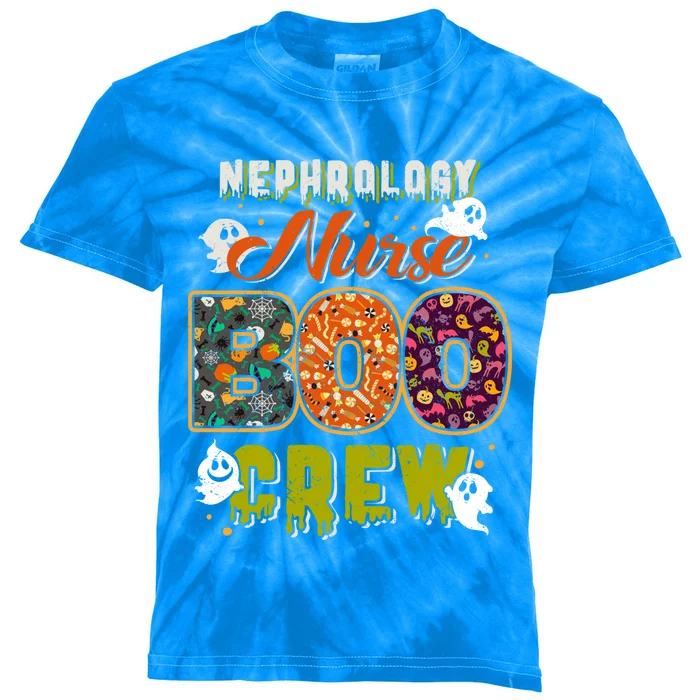 Nephrology Nurse Boo Crew Rn Squad Halloween Matching Gift Kids Tie-Dye T-Shirt