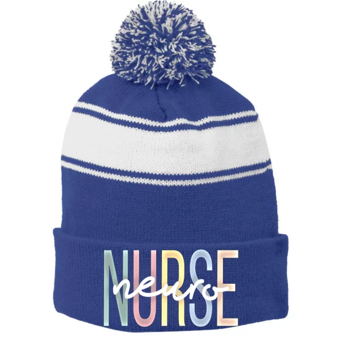 Neuro Nurse Boho Neurology Nursing Cute Gift Stripe Pom Pom Beanie