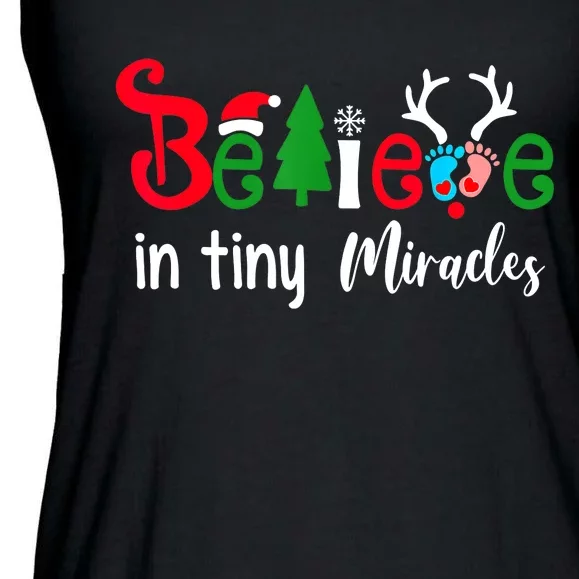 NICU Nurse Believe In Magic Of Tiny Mistletoe Christmas Ladies Essential Flowy Tank