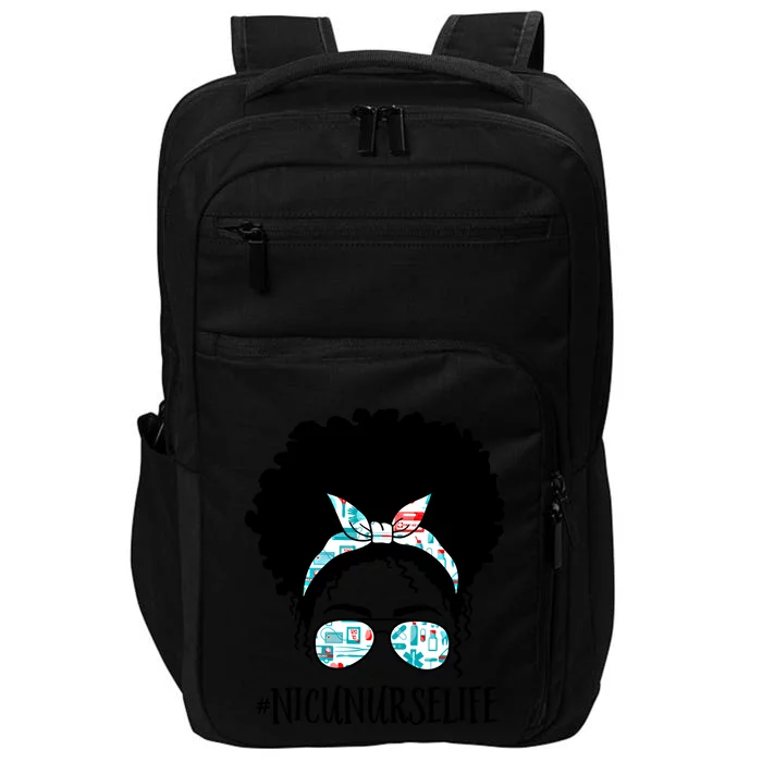 Nicu Nurse Black Afro Messy Bun Crew African American Gift Impact Tech Backpack