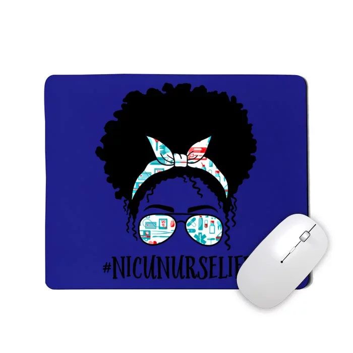 Nicu Nurse Black Afro Messy Bun Crew African American Gift Mousepad