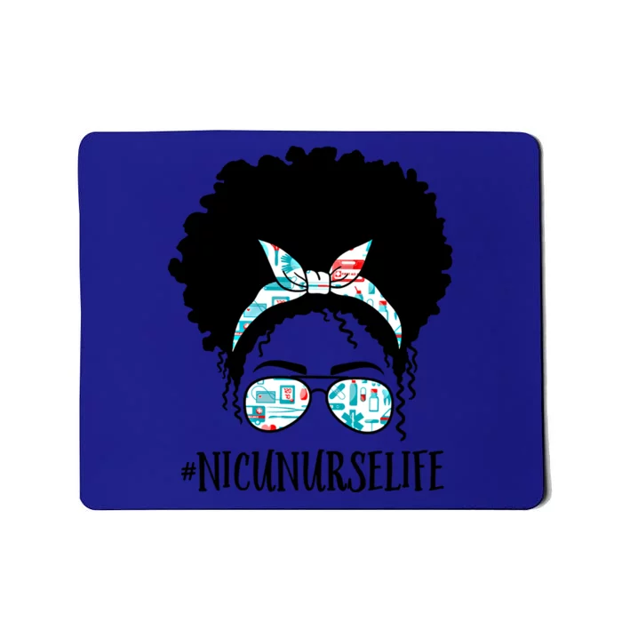 Nicu Nurse Black Afro Messy Bun Crew African American Gift Mousepad