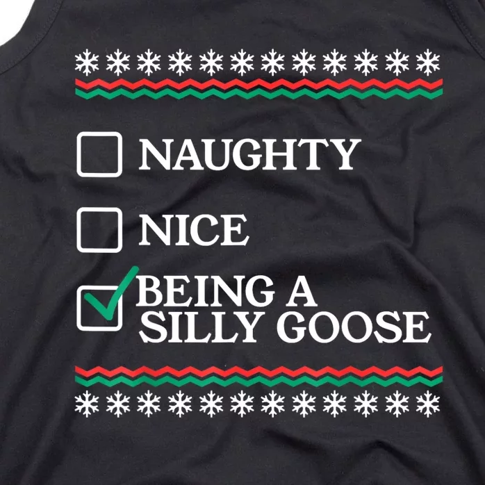 Naughty Nice Being A Silly Goose Funny Christmas Xmas Tank Top