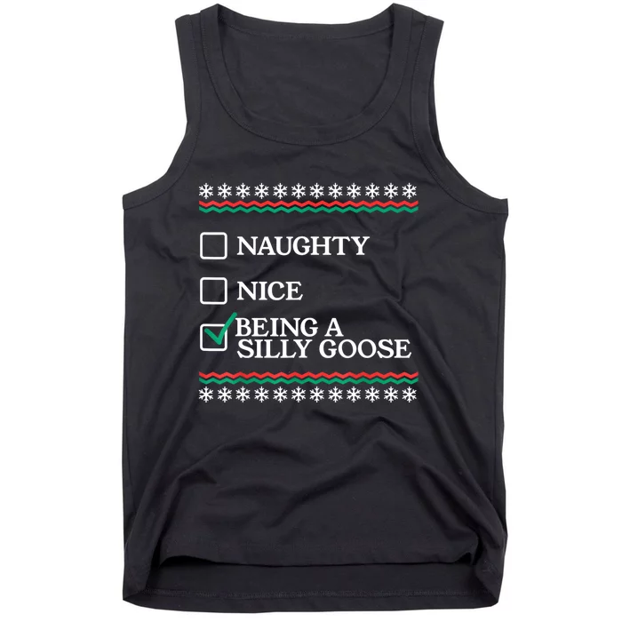 Naughty Nice Being A Silly Goose Funny Christmas Xmas Tank Top