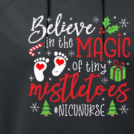 Nicu Nurse Believin Magic Of Tiny Mistletoe Christmas Performance Fleece Hoodie