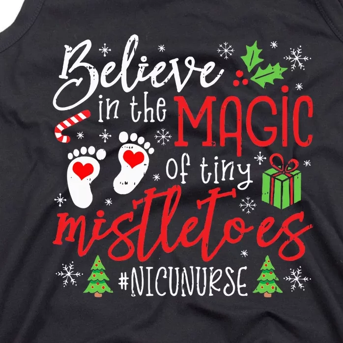 Nicu Nurse Believin Magic Of Tiny Mistletoe Christmas Tank Top