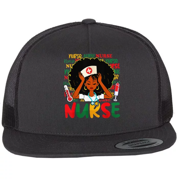 Nurse - Nursing Black History Month RN Black Nurse Lover Flat Bill Trucker Hat