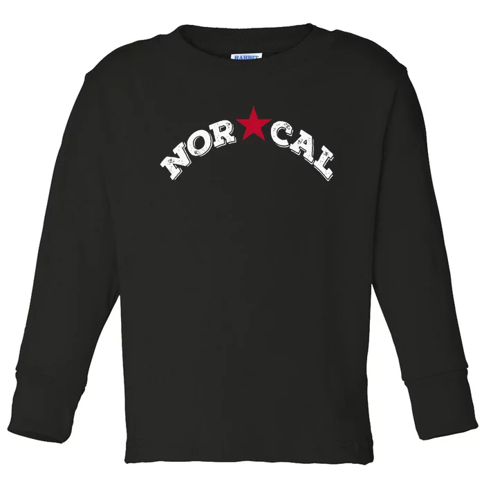 Norcal Northern California White Letter Toddler Long Sleeve Shirt