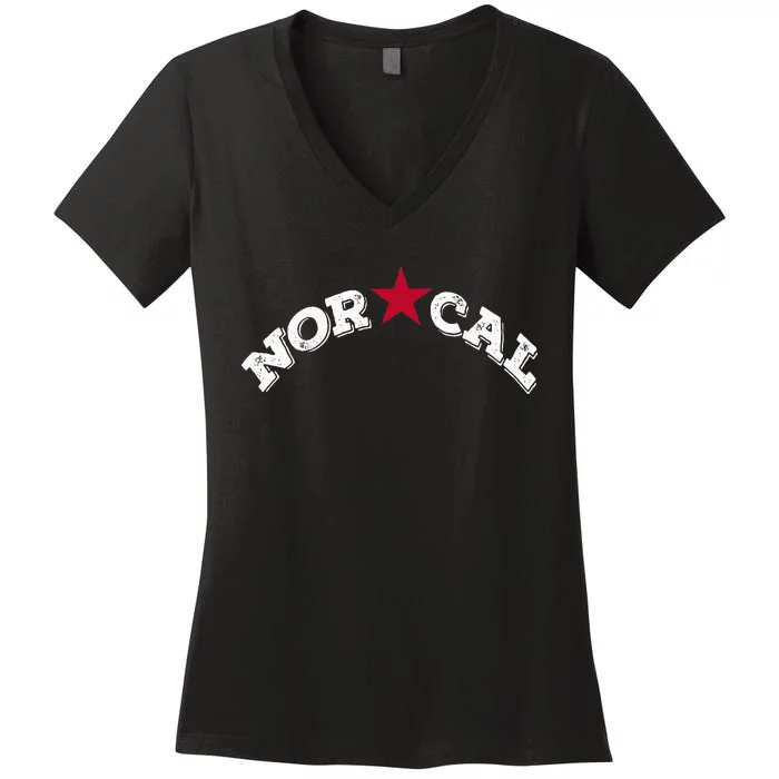 Norcal Northern California White Letter Women's V-Neck T-Shirt