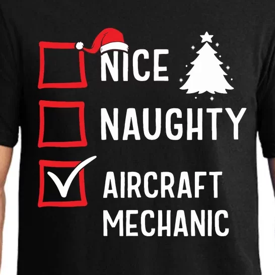 Nice Naughty Christmas Aircraft Mechanic Holiday Costume Pajama Set