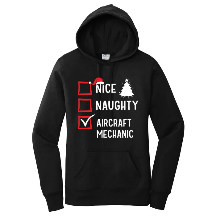 Nice Naughty Christmas Aircraft Mechanic Holiday Costume Women's Pullover Hoodie