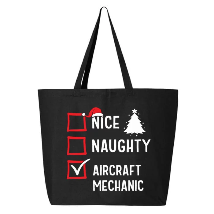 Nice Naughty Christmas Aircraft Mechanic Holiday Costume 25L Jumbo Tote