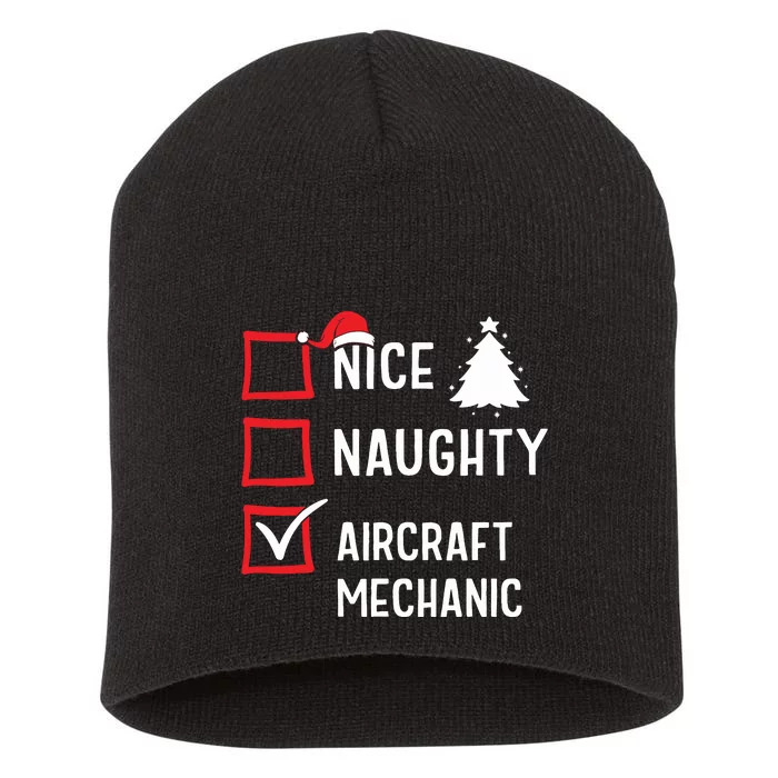 Nice Naughty Christmas Aircraft Mechanic Holiday Costume Short Acrylic Beanie