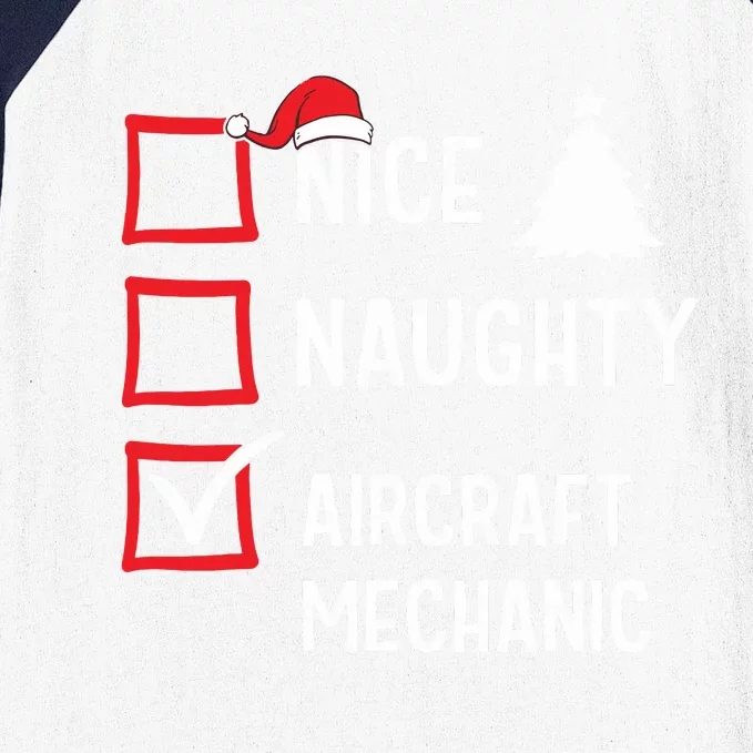 Nice Naughty Christmas Aircraft Mechanic Holiday Costume Baseball Sleeve Shirt