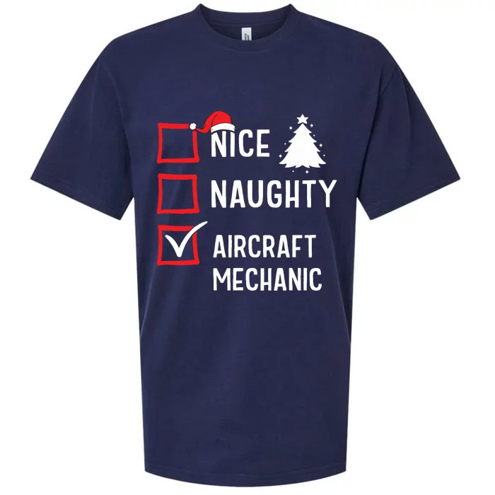 Nice Naughty Christmas Aircraft Mechanic Holiday Costume Sueded Cloud Jersey T-Shirt