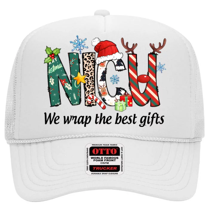 Nicu Nurse Christmas We Wrap The Best Gifts High Crown Mesh Trucker Hat