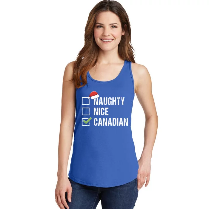 Naughty Nice Canadian Santa Hat Canada Christmas Gift Cute Gift Ladies Essential Tank