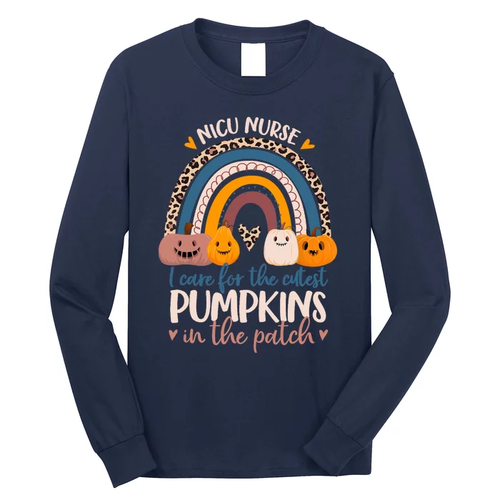 NICU Nurse Cutest Pumpkins In The Patch Rainbow Halloween RN Long Sleeve Shirt