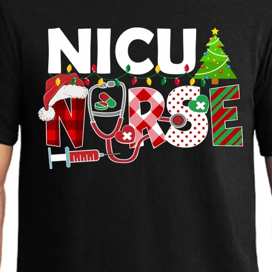 Nicu Nurse Christmas Stethoscope Santa Hat Red Plaid Nurse Meaningful Gift Pajama Set