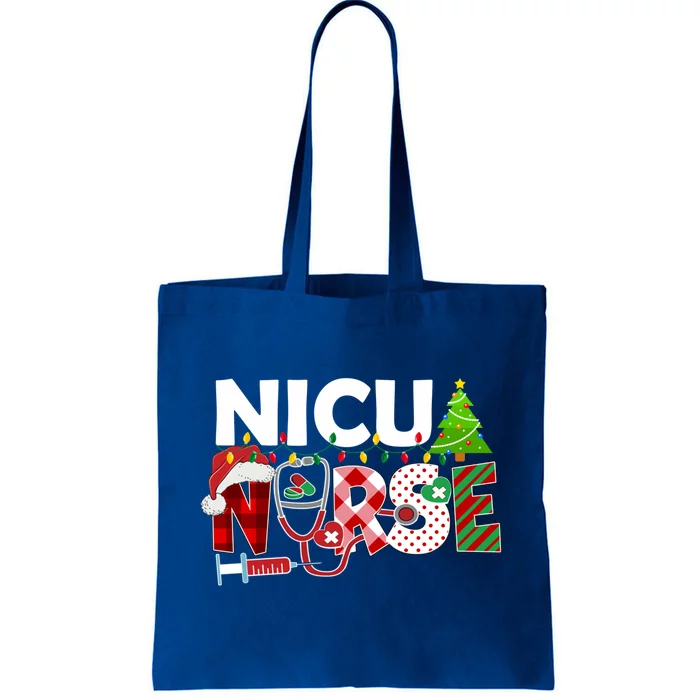 Nicu Nurse Christmas Stethoscope Santa Hat Red Plaid Nurse Meaningful Gift Tote Bag