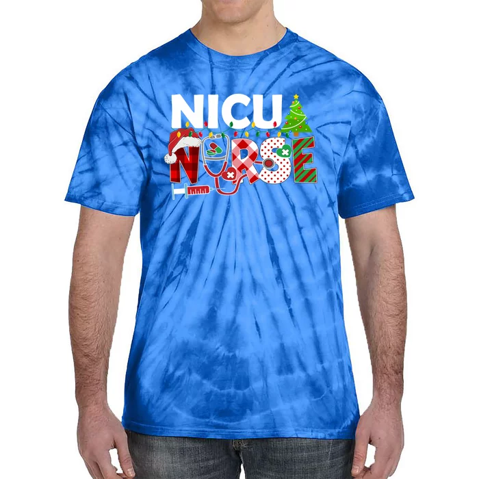 Nicu Nurse Christmas Stethoscope Santa Hat Red Plaid Nurse Meaningful Gift Tie-Dye T-Shirt