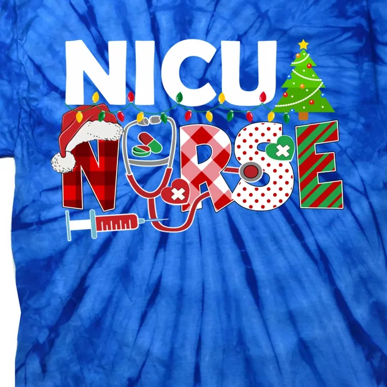 Nicu Nurse Christmas Stethoscope Santa Hat Red Plaid Nurse Meaningful Gift Tie-Dye T-Shirt