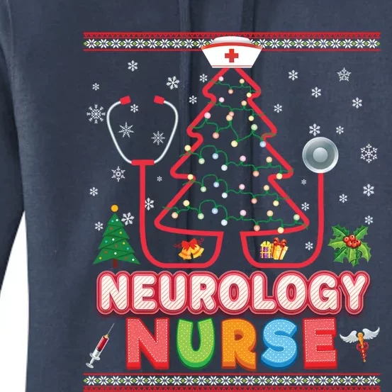 Neurology Nurse Christmas Tree Stethoscope Sweater Ugly Meaningful Gift Women's Pullover Hoodie