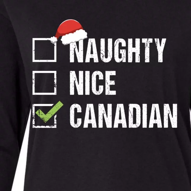 Naughty Nice Canadian Santa Hat Canada Christmas Gift Womens Cotton Relaxed Long Sleeve T-Shirt