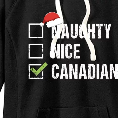 Naughty Nice Canadian Santa Hat Canada Christmas Gift Women's Fleece Hoodie