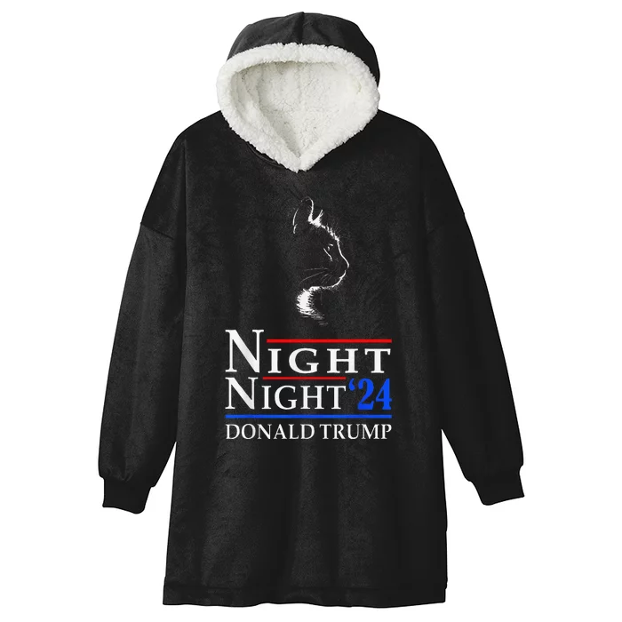 Night Night Donald Trump 2024 Funny Cat Lady Hooded Wearable Blanket