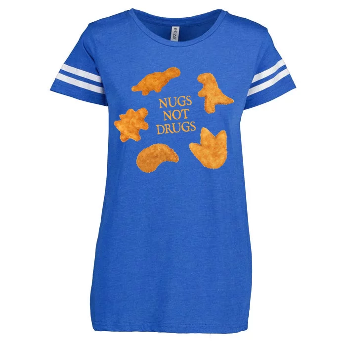 Nugs Not Drugs Funny Dinosaur Chicken Nugget Enza Ladies Jersey Football T-Shirt