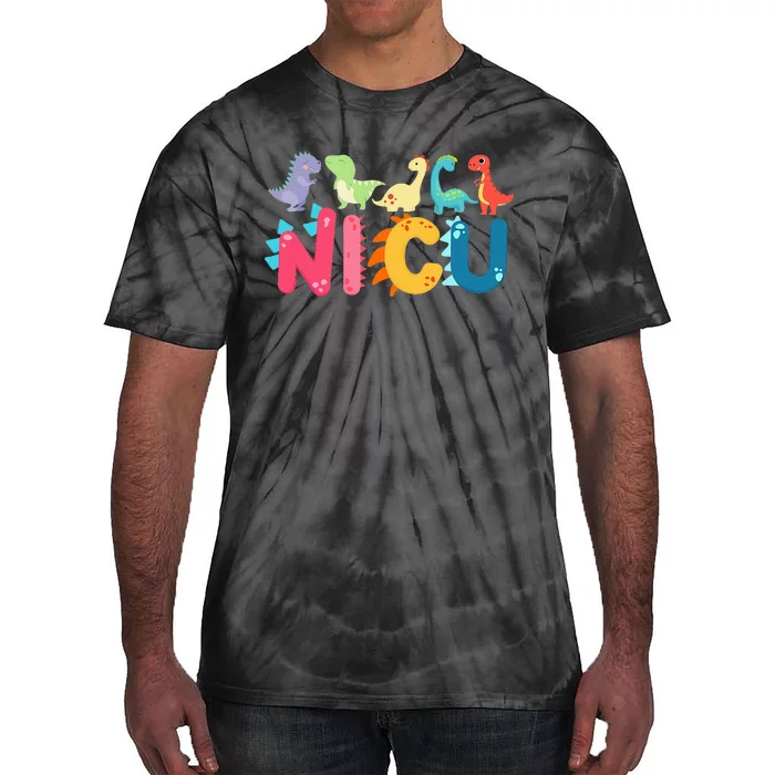 NICU Nurse Dinosaur Neonatal Intensive Care Unit Tie-Dye T-Shirt